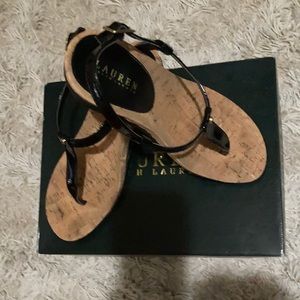 Ralph Lauren Black patten wedge